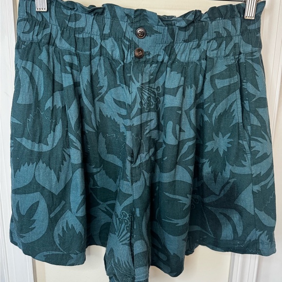 Madewell Pants - Madewell Teal Linen Floral Shorts